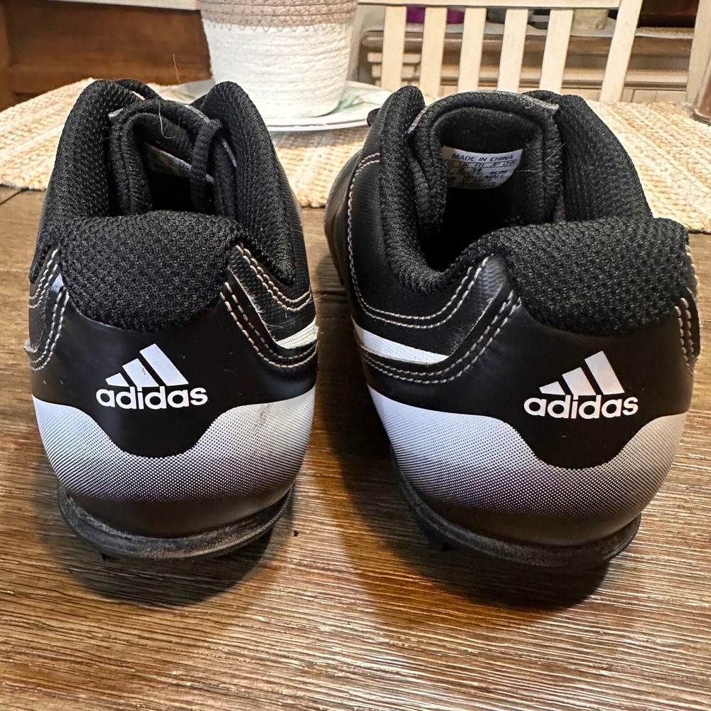 Adidas Baseball Cleats Molded Black White Boys Shoes Size 2.5‎ - Picture 3 of 9
